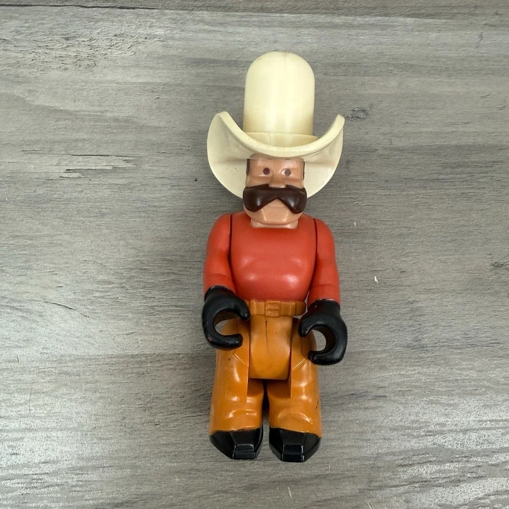 Vtg Fisher Price Lot Of 3 Husky‎ Helpers Play Action Figures Cowboy Construction